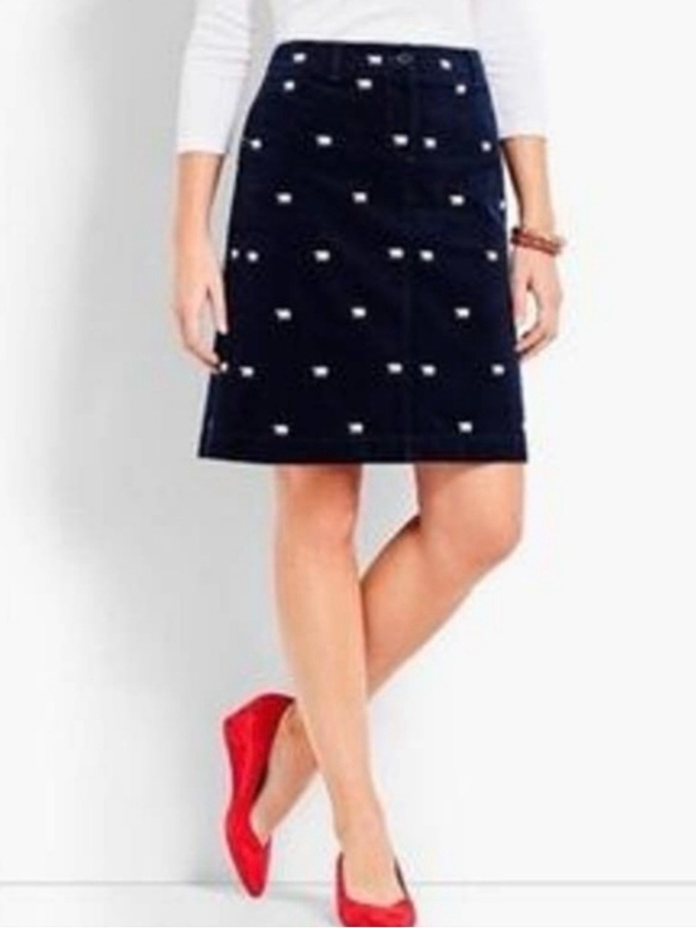 Talbots Polar Bear Embroidered Velveteen Skirt